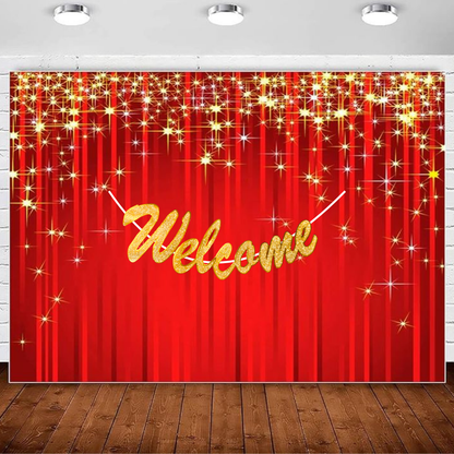 Cursive Welcome Banner Glitter Gold