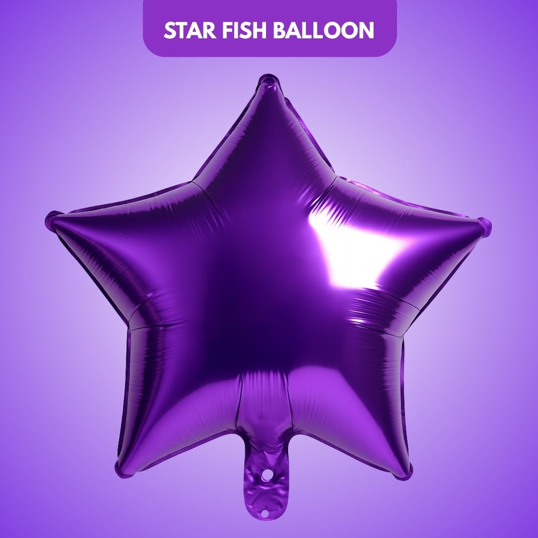 Purple Star Shaped Foil Balloon - Helium Quality - 18 inches - 4PC