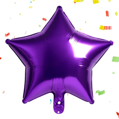 Purple Star Shaped Foil Balloon - Helium Quality - 18 inches - 4PC