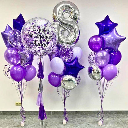 Purple Star Balloon - Set of 4