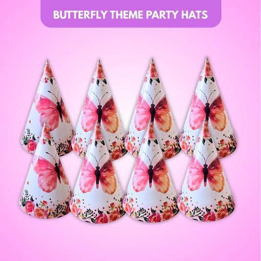Butterfly Theme Party Hats - 8PC