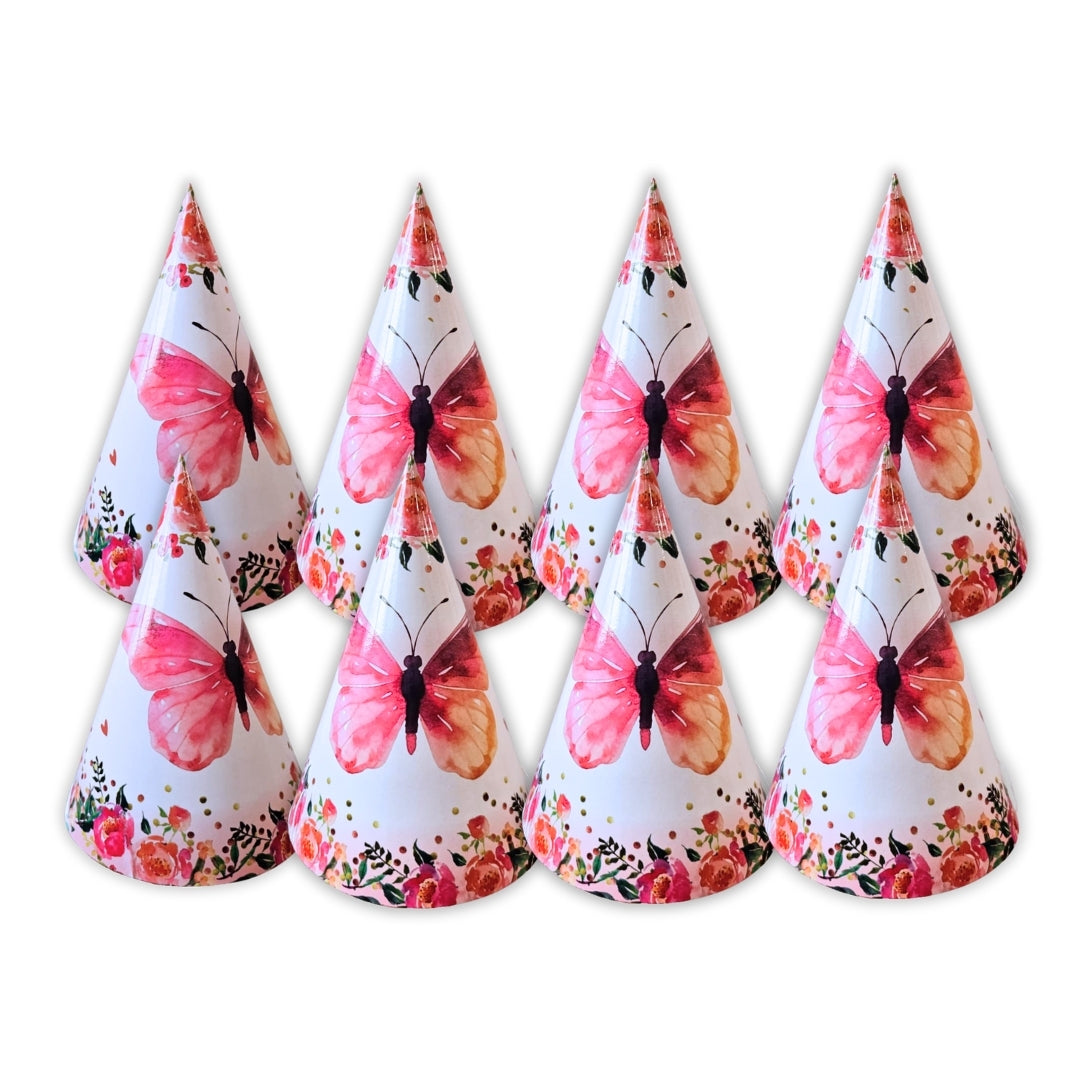 Butterfly Theme Party Hats - 8PC