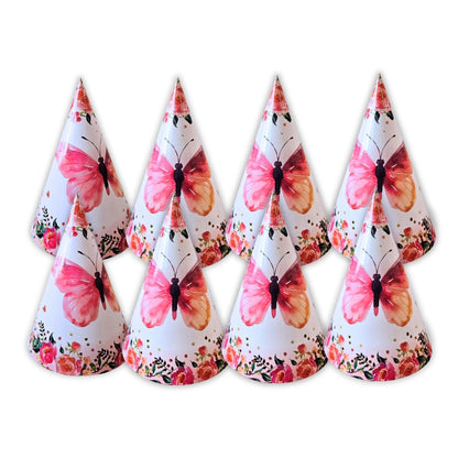 Butterfly Theme Party Hats - 8PC