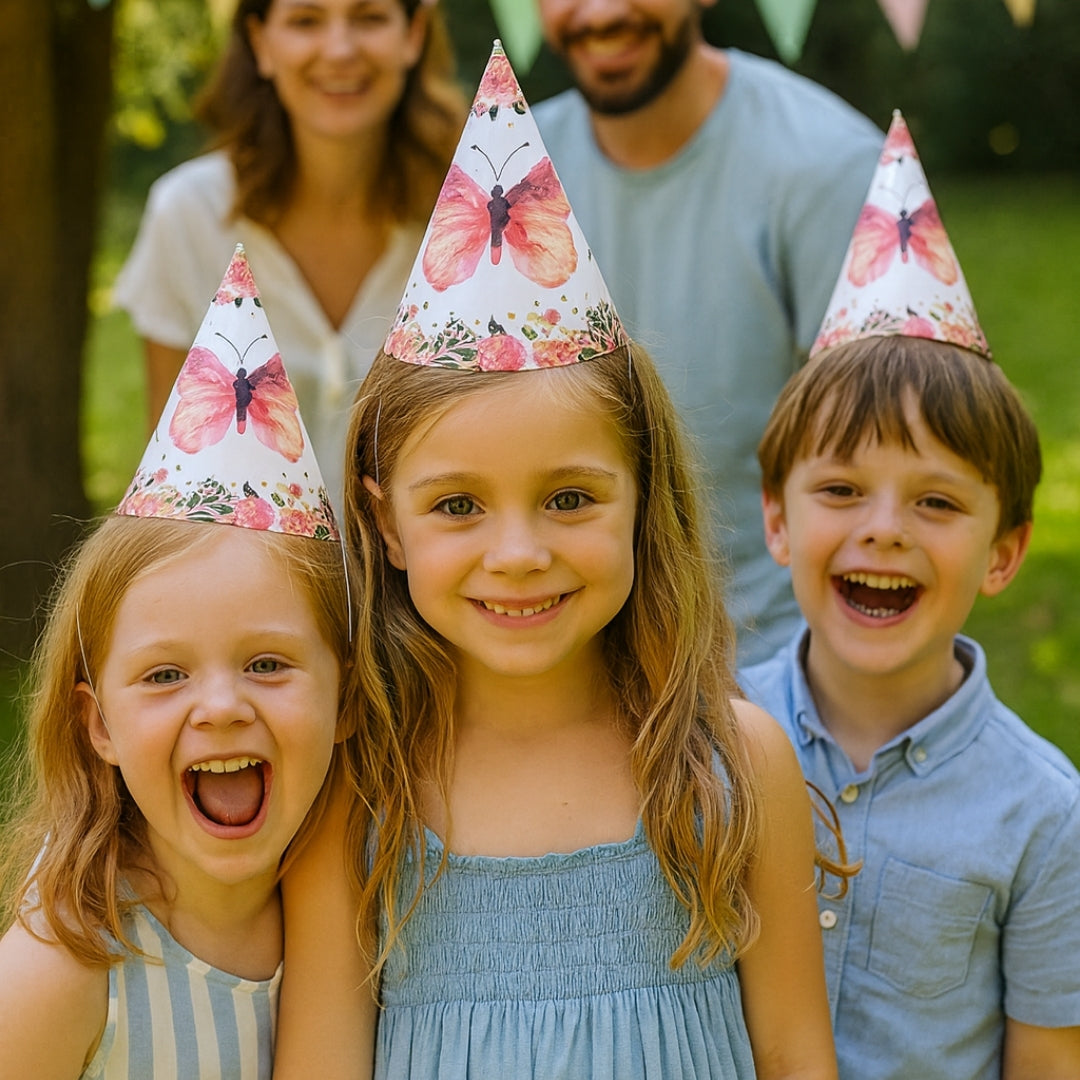 Butterfly Theme Party Hats - 8PC