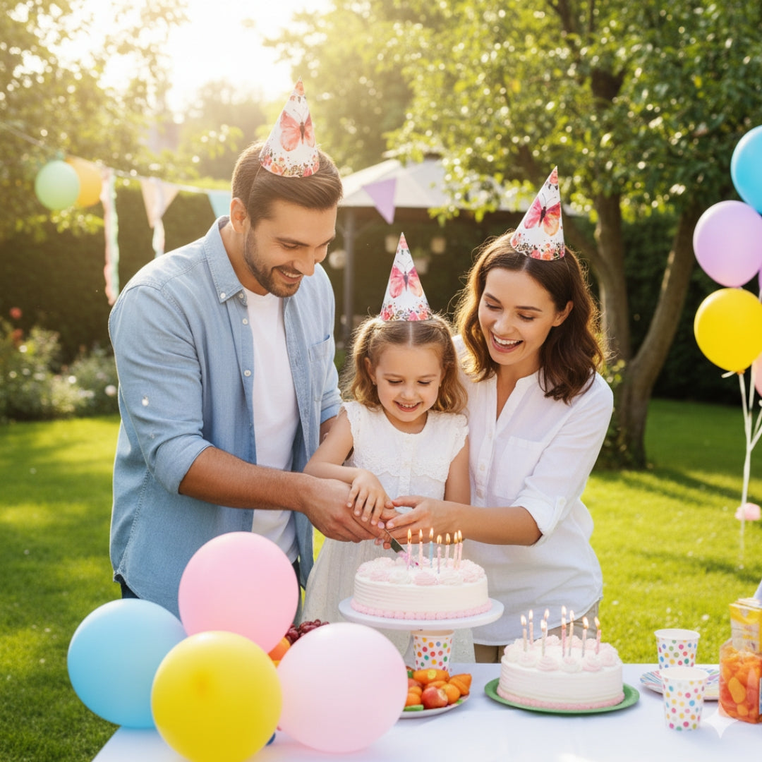 Butterfly Theme Party Hats - 8PC