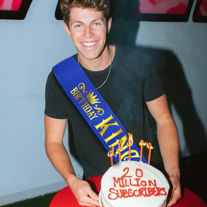 Birthday King Royal Blue Ribbon Sash with Gold Foil Lettering for Boys or Men 10th 13th 16th 18th 21st 30th 40th 50th 60th Birthday