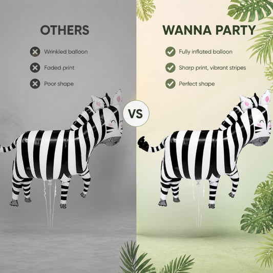 Jungle Animal Zebra Shaped Foil Balloon Large