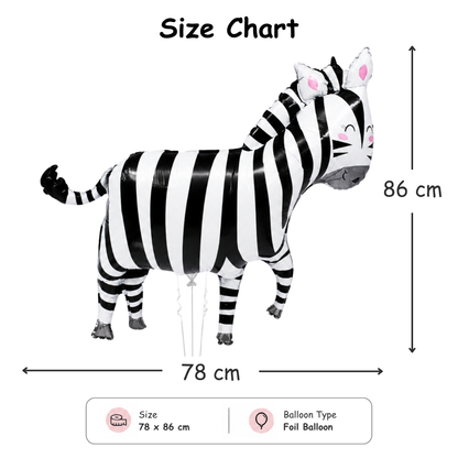 Jungle Animal Zebra Shaped Foil Balloon Large