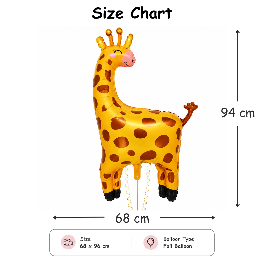 Jungle Animal Giraffe Shaped Foil Balloon Large