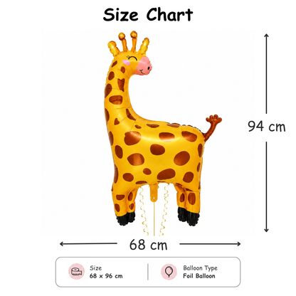 Jungle Animal Giraffe Shaped Foil Balloon Large