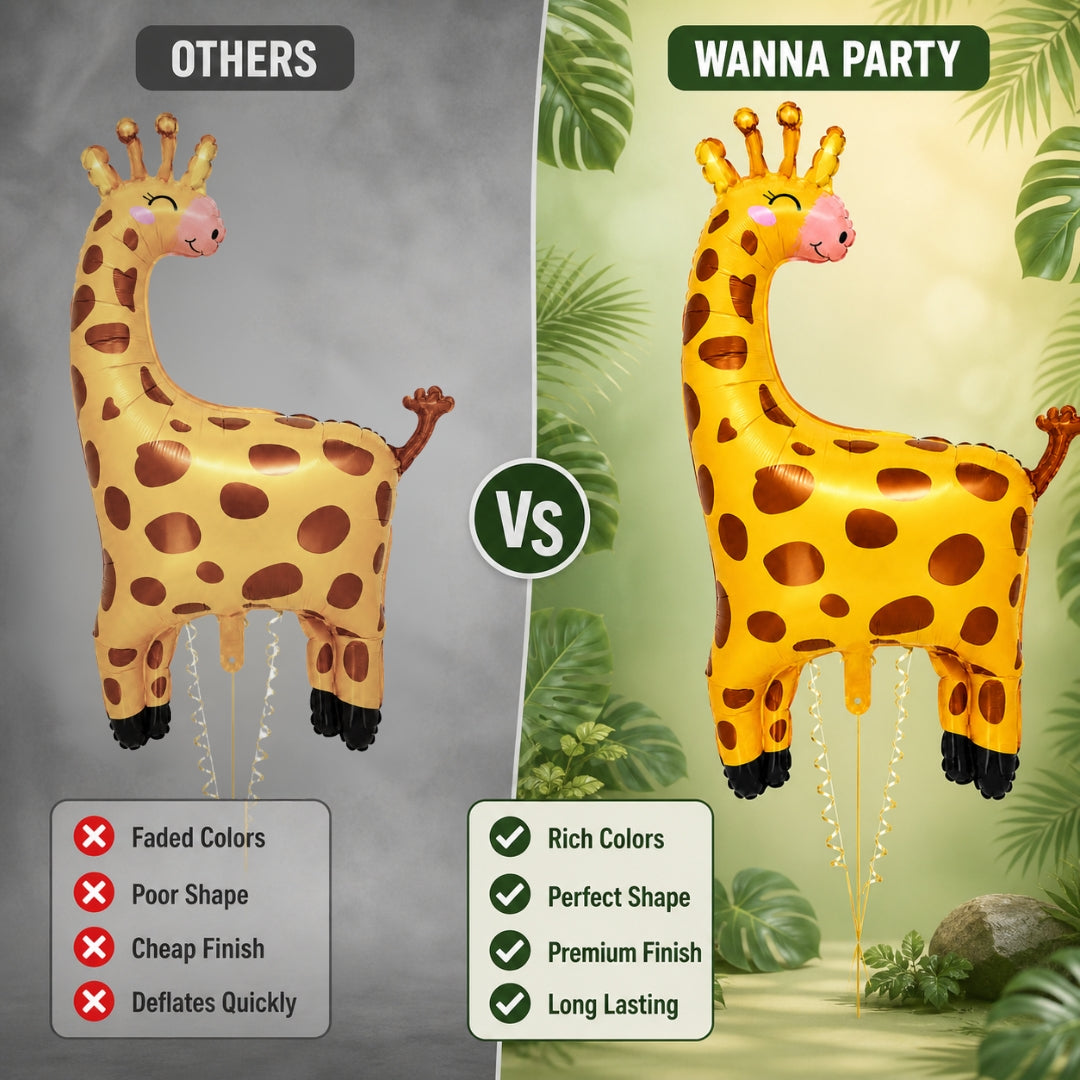 Jungle Animal Giraffe Shaped Foil Balloon Large