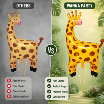 Jungle Animal Giraffe Shaped Foil Balloon Large