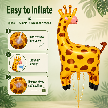 Jungle Animal Giraffe Shaped Foil Balloon Large