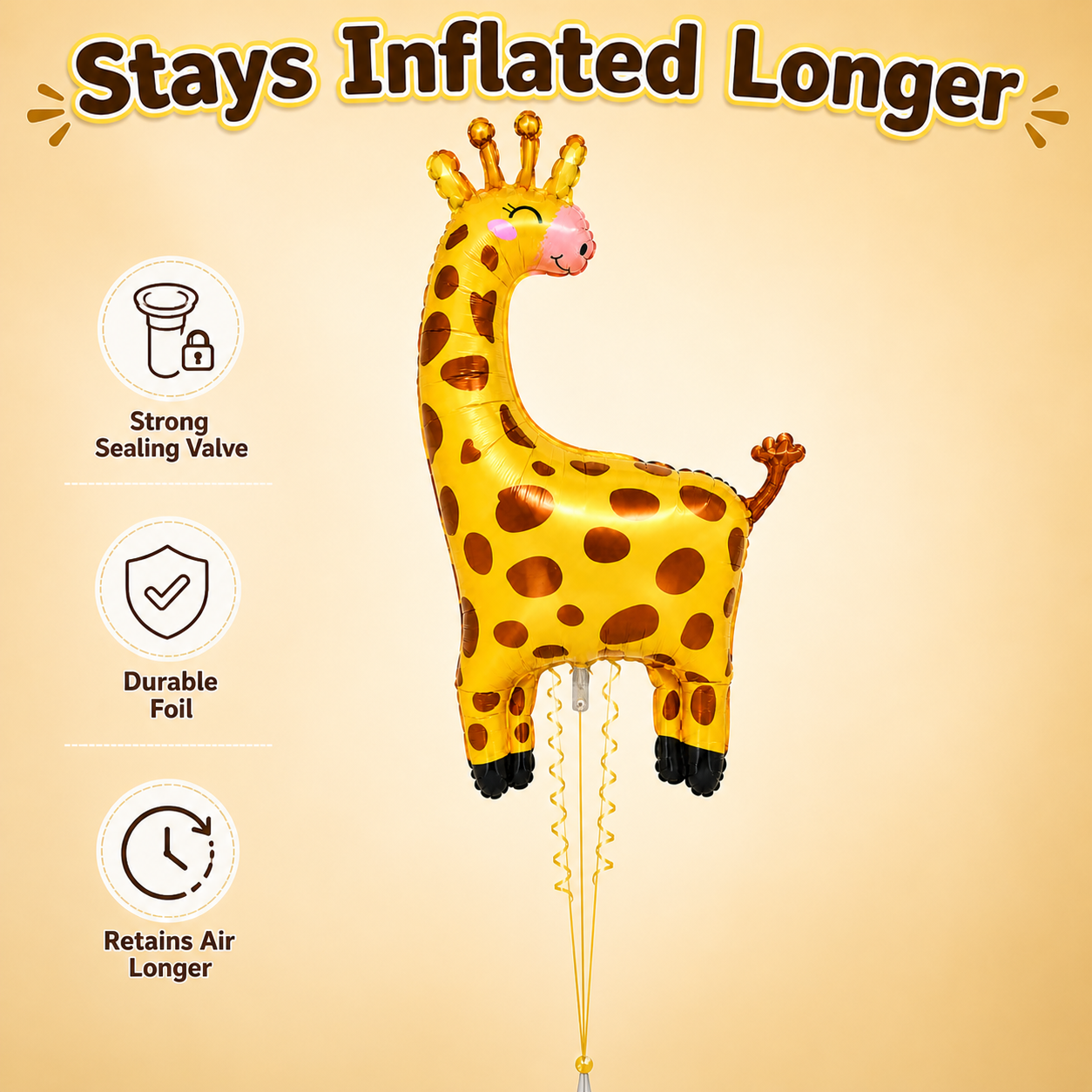 Jungle Animal Giraffe Shaped Foil Balloon Large