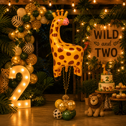 Jungle Animal Giraffe Shaped Foil Balloon Large