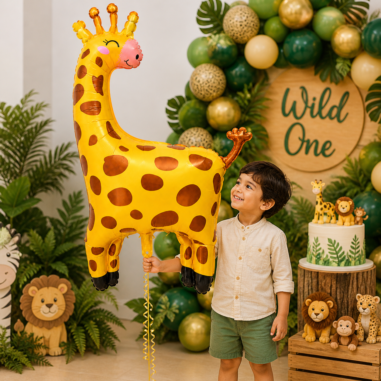 Jungle Animal Giraffe Shaped Foil Balloon Large