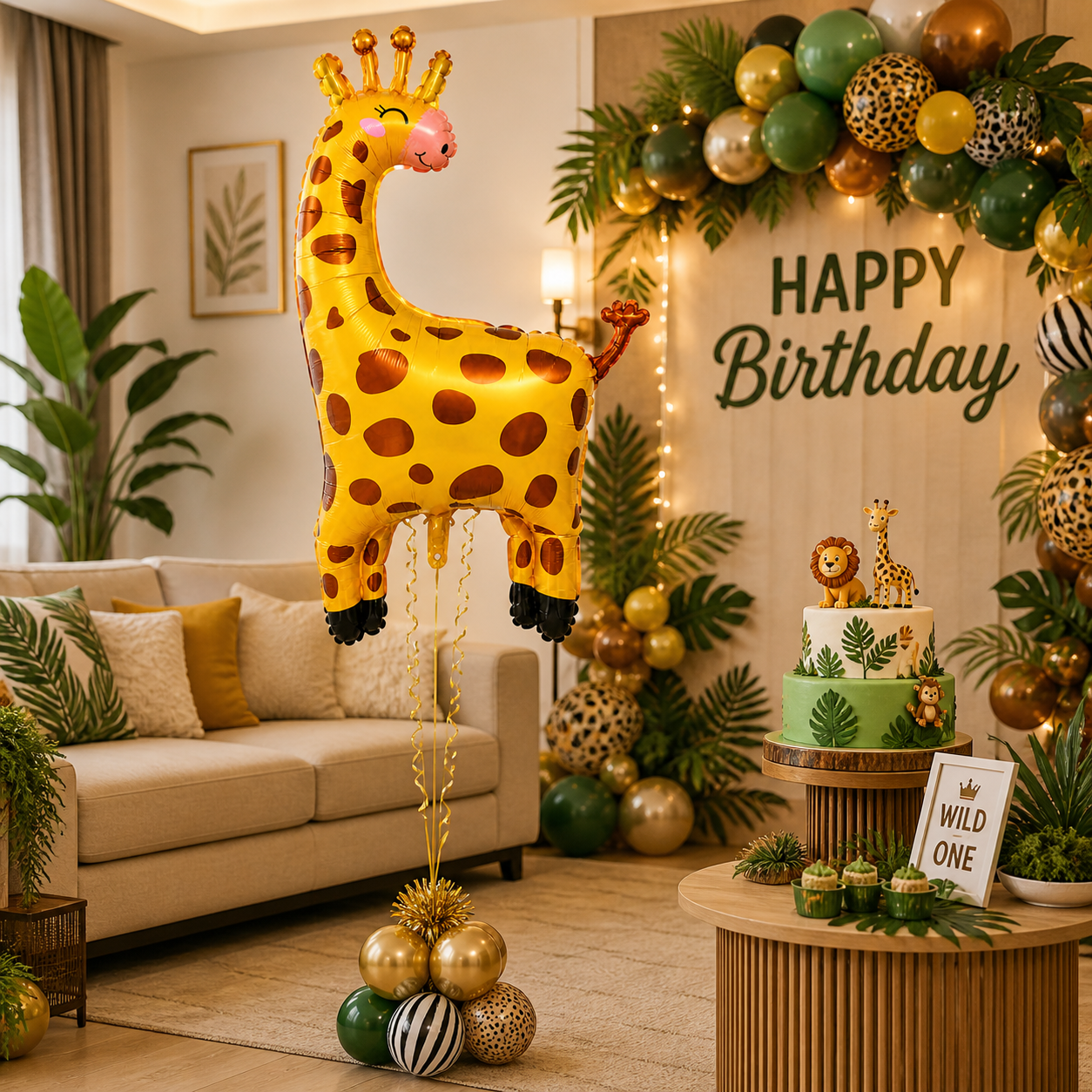 Jungle Animal Giraffe Shaped Foil Balloon Large