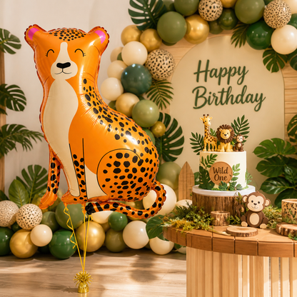 Jungle Animal Leopard Shaped Foil Balloon Large