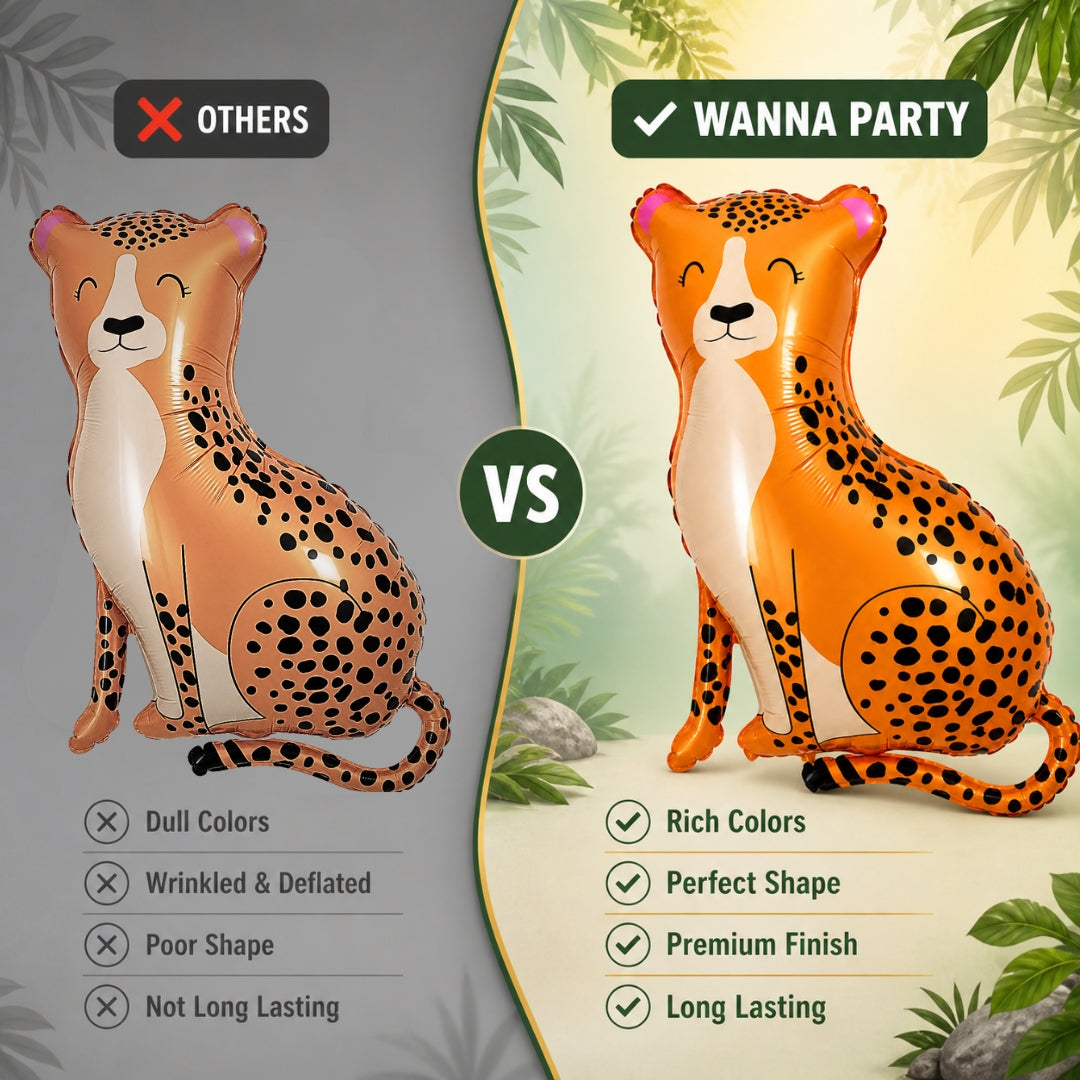 Jungle Animal Leopard Shaped Foil Balloon Large