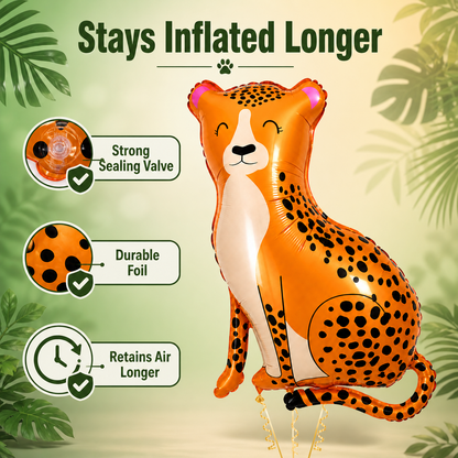 Jungle Animal Leopard Shaped Foil Balloon Large