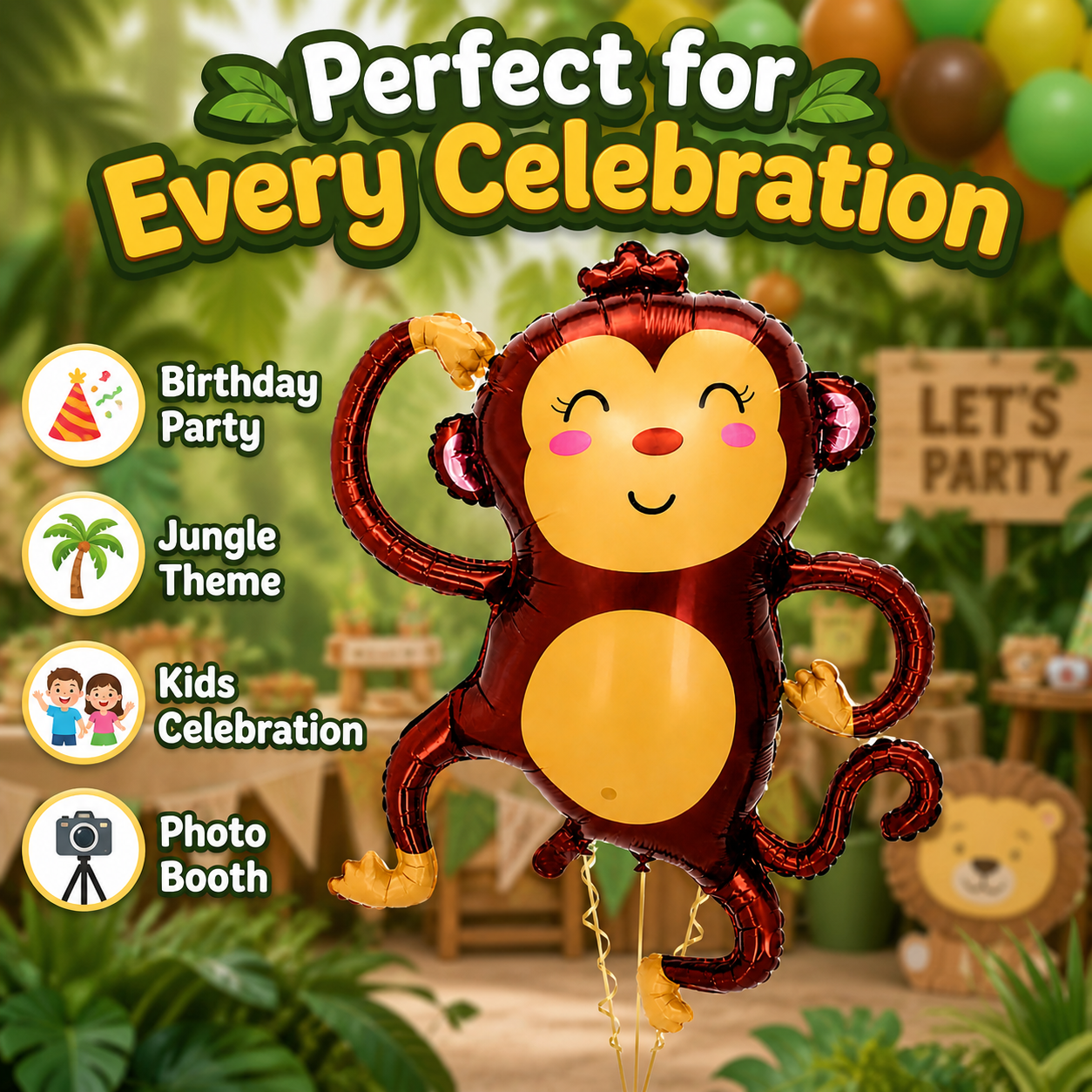 Jungle Animal Monkey Shaped Foil Balloon Large