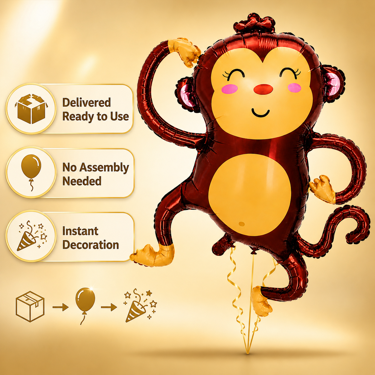 Jungle Animal Monkey Shaped Foil Balloon Large