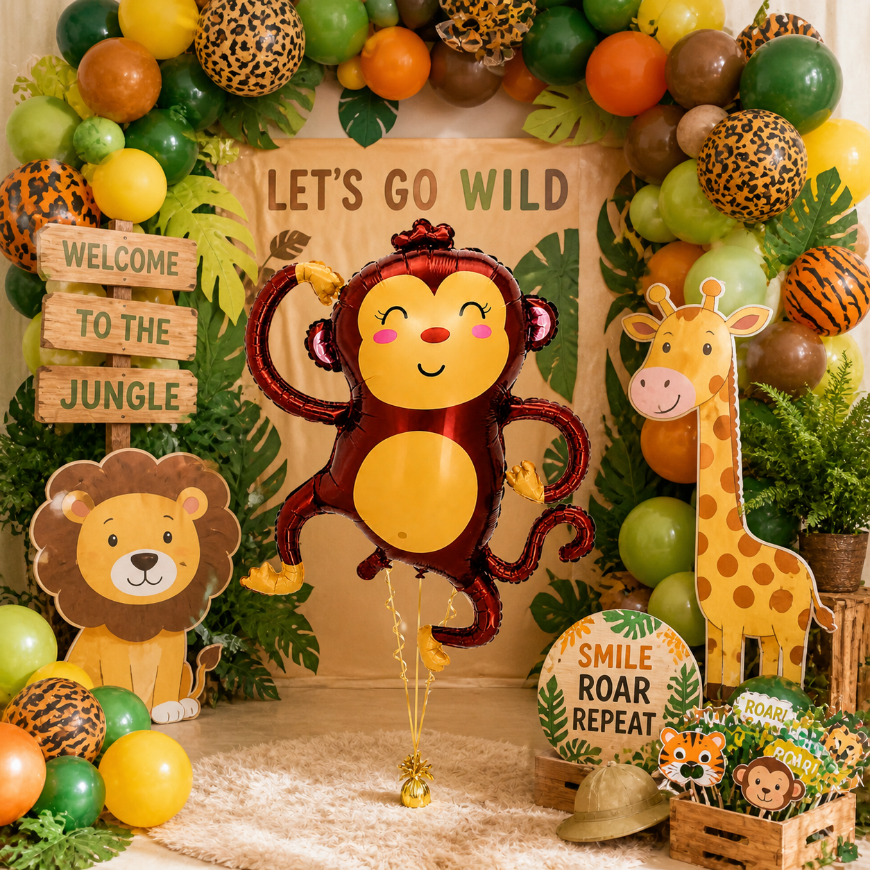 Jungle Animal Monkey Shaped Foil Balloon Large