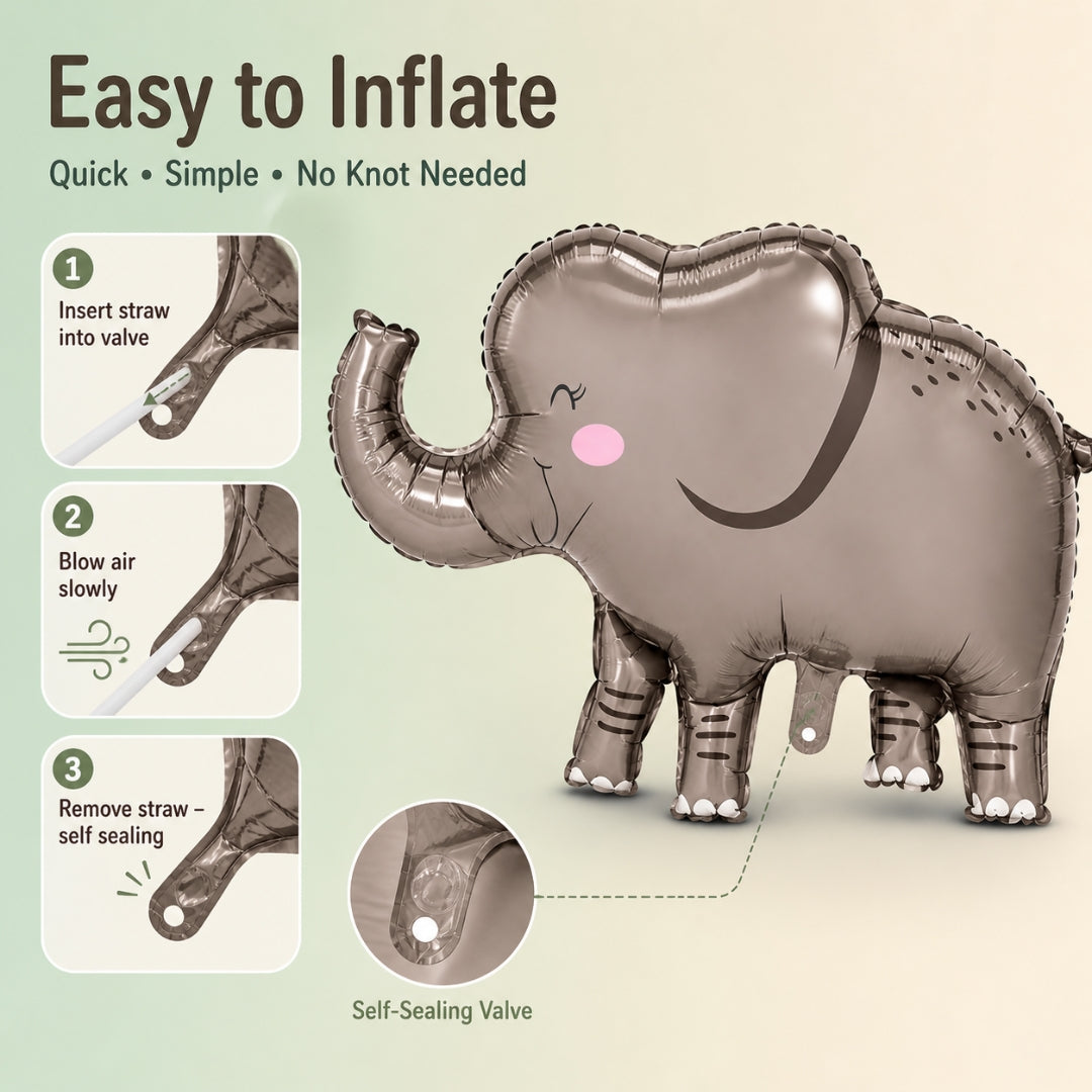 Jungle Animal Elephant Shaped Foil Balloon Large