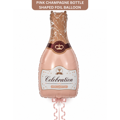 Pink Champagne Bottle Shaped Foil Balloon