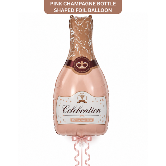 Pink Champagne Bottle Shaped Foil Balloon