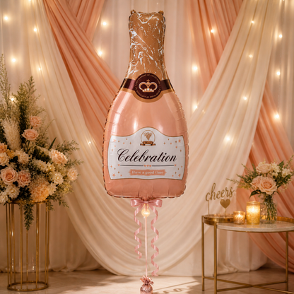 Pink Champagne Bottle Shaped Foil Balloon