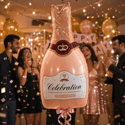 Pink Champagne Bottle Shaped Foil Balloon