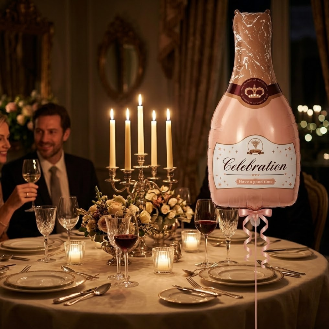 Pink Champagne Bottle Shaped Foil Balloon