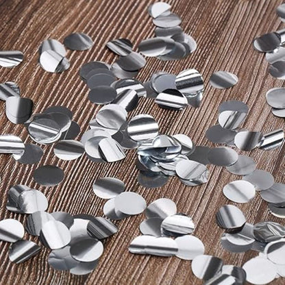 Silver Polka Dot Round Confettis for Table Decoration - 25 Grams