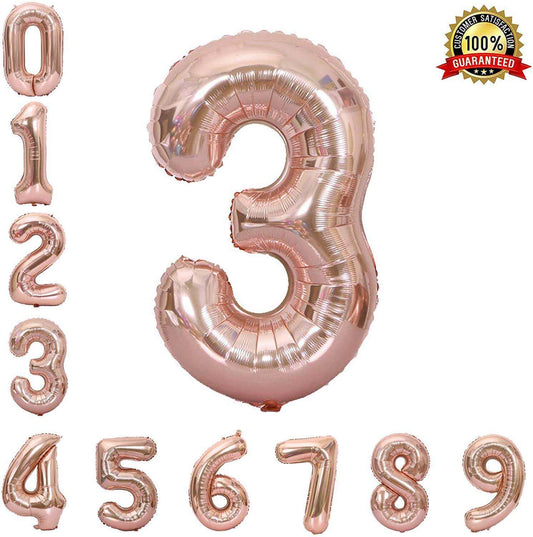 40 Numerical 3 Rose Gold Balloon