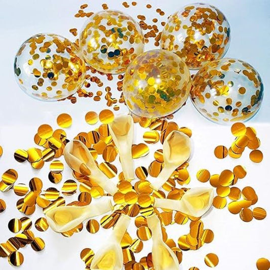 Golden Polka Dot Round Confettis for Table Decoration - 25 Grams