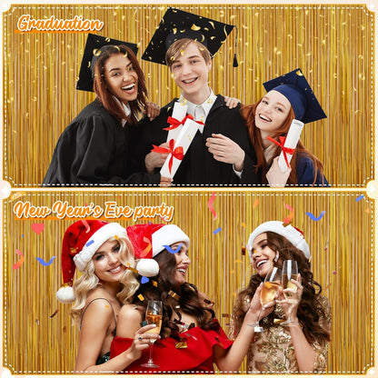 Wanna Party 2Pcs Golden Foil Curtain For Decoration