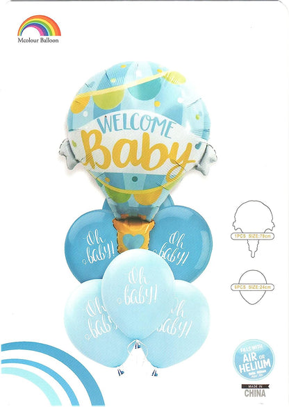 Welcome Baby Boy Foil Balloon & Oh Baby Blue Latex