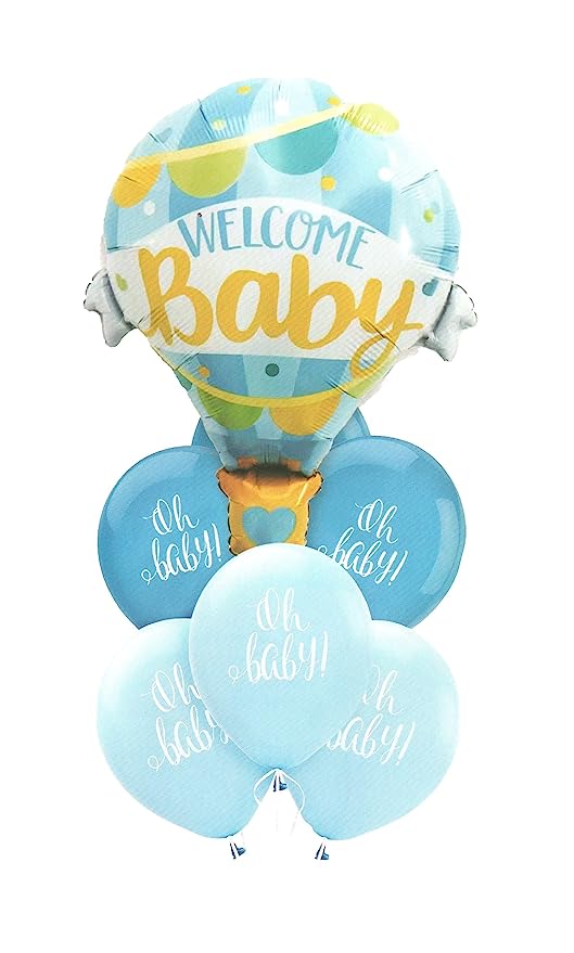 Welcome Baby Boy Foil Balloon & Oh Baby Blue Latex