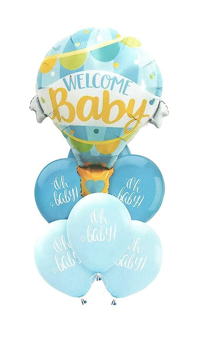 Welcome Baby Boy Foil Balloon & Oh Baby Blue Latex