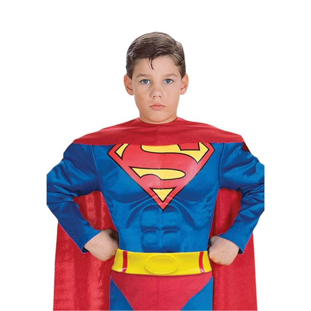 Deluxe Muscle Chest Kids Superman Costume (S=3-4,M=5-7)