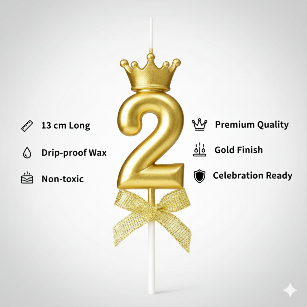 Golden Crown Numerical Candle No. 2