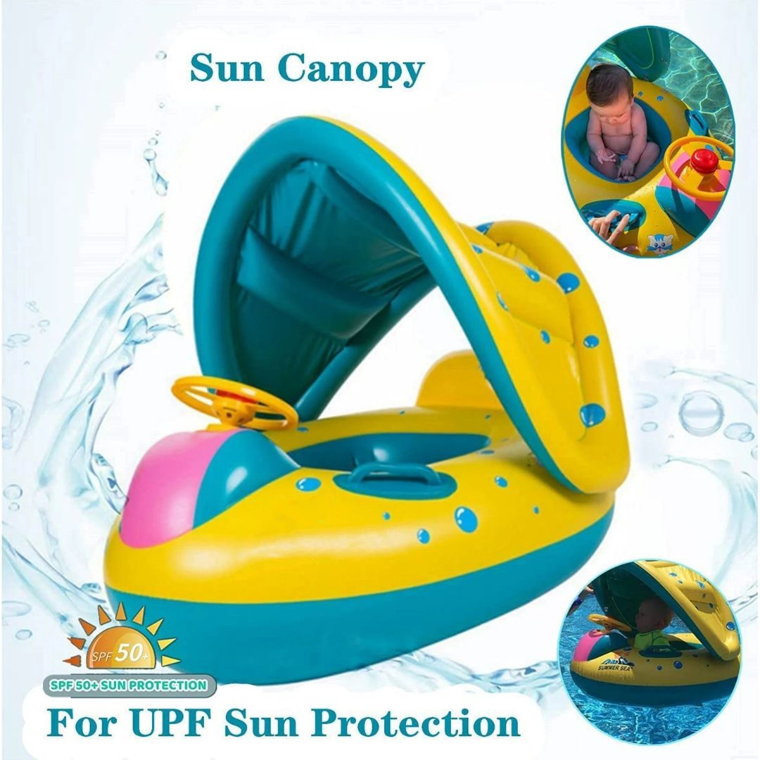 Inflatable Cars Pool Float with Canopy for Kids - 1PC