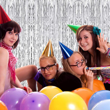 Textured Foil Silver Curtain - 7FT X 3FT