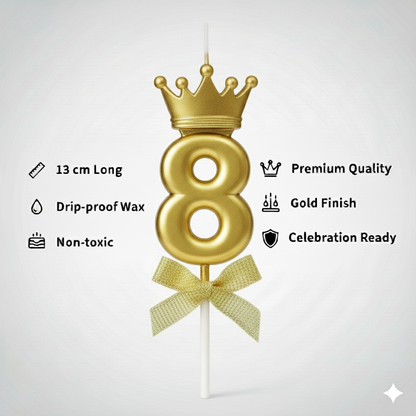 Golden Crown Numerical Candle No. 8