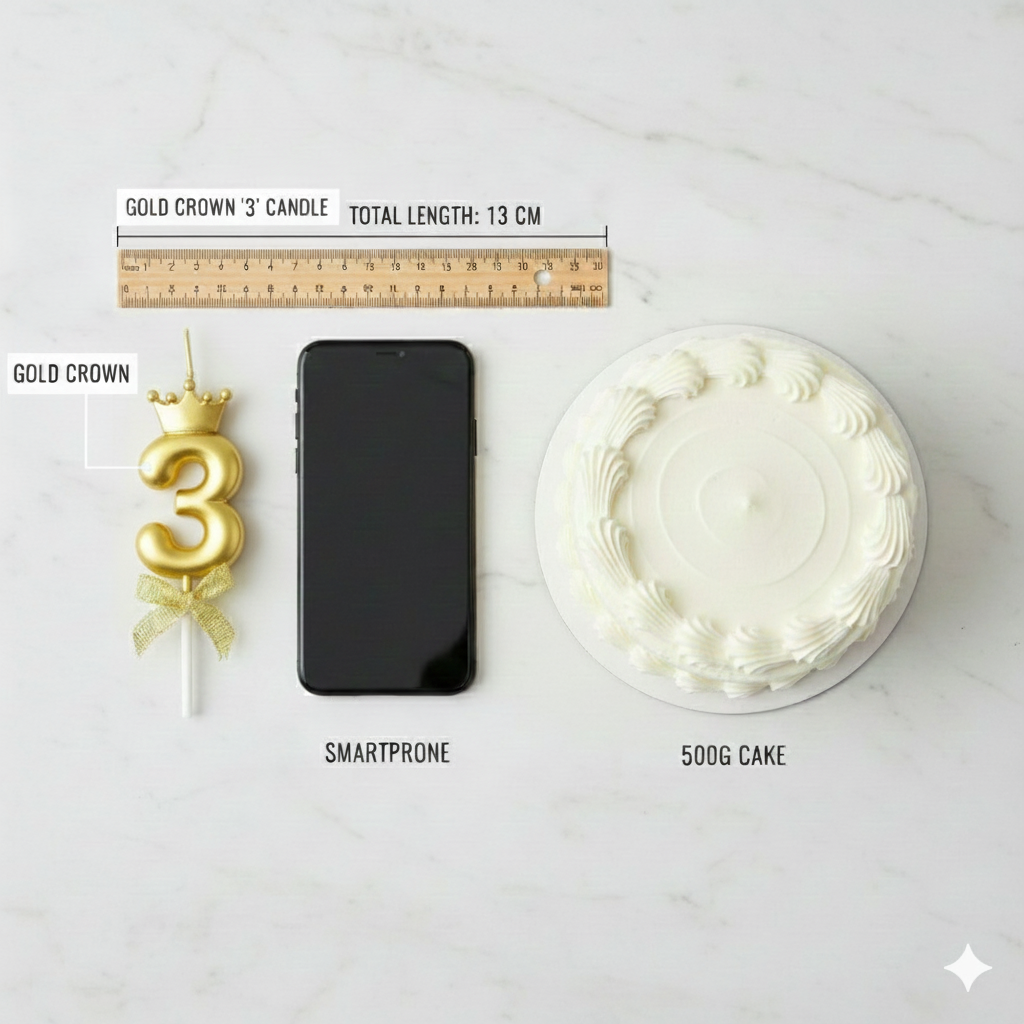 Golden Crown Numerical Candle No. 3