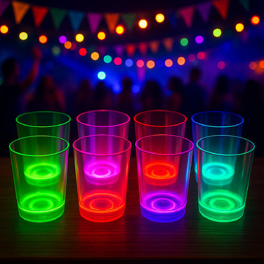 Glow In The Dark Neon Drinking Glasses - 8PC