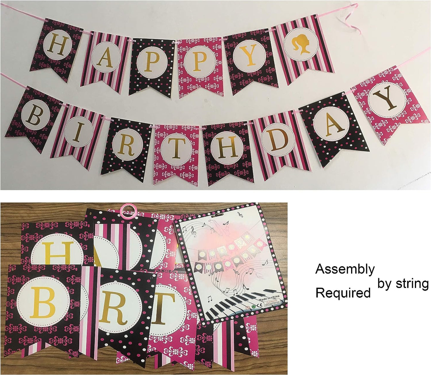 Black &amp; Pink Birthday Banner