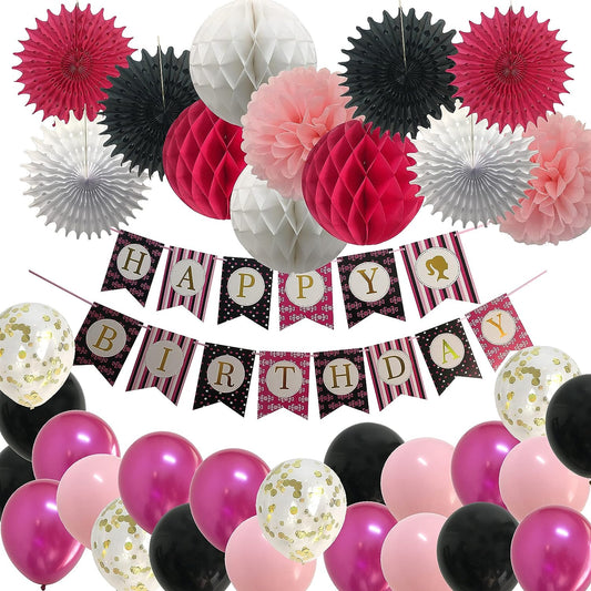 Black &amp; Pink Birthday Banner