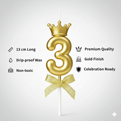 Golden Crown Numerical Candle No. 3